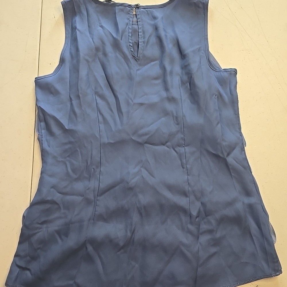 WHITE HOUSE BLACK MARKET Womens Sleeveless Top Size 4 Small Blue Layered Blouse - Picture 7 of 8
